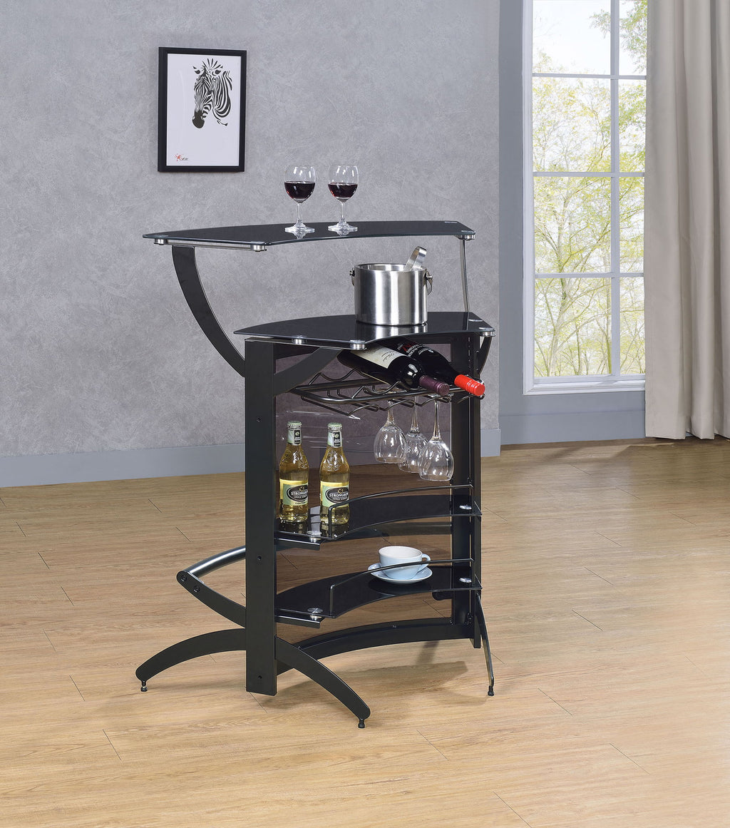 Dallas 2-shelf Curved Freestanding Home Bar Cabinet Black by Unique Piece Furniture
