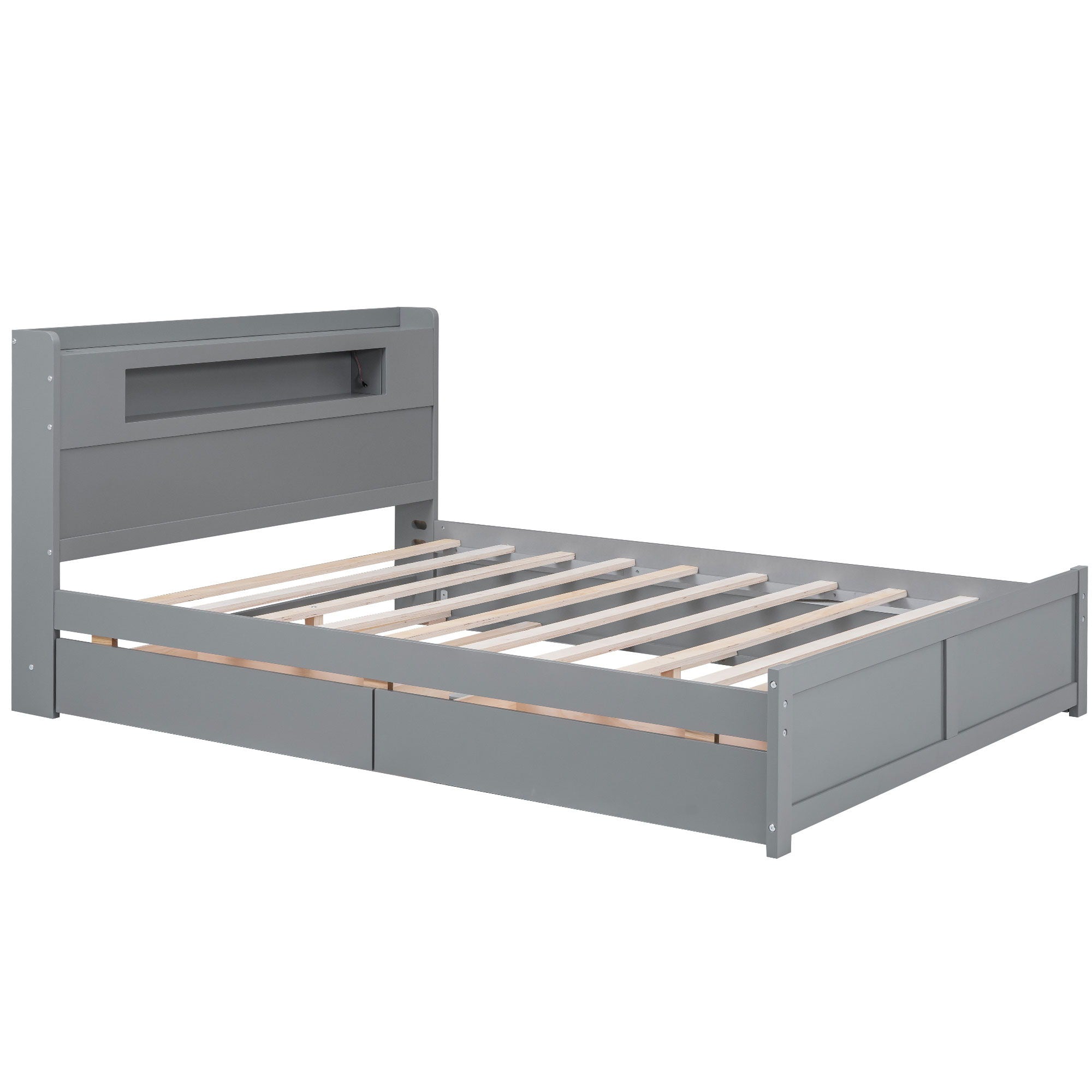 Storage Platform Bed With LED Lights, 2 Drawers And Trundle by Unique Piece Furniture