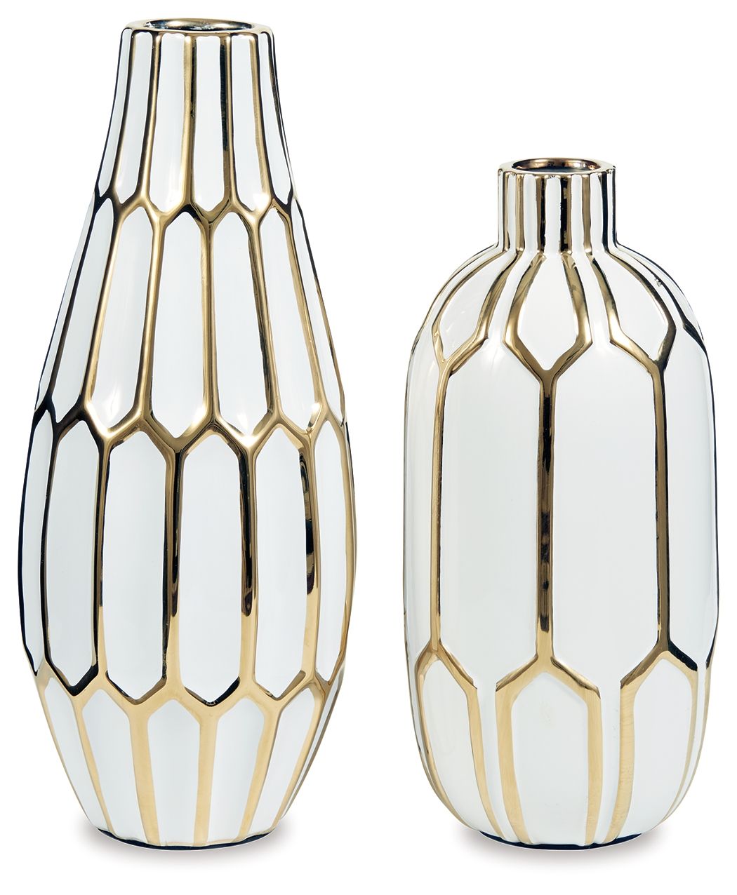 Mohsen - Vase Set (Set of 2) - Gold Finish / White by Unique Piece Furniture