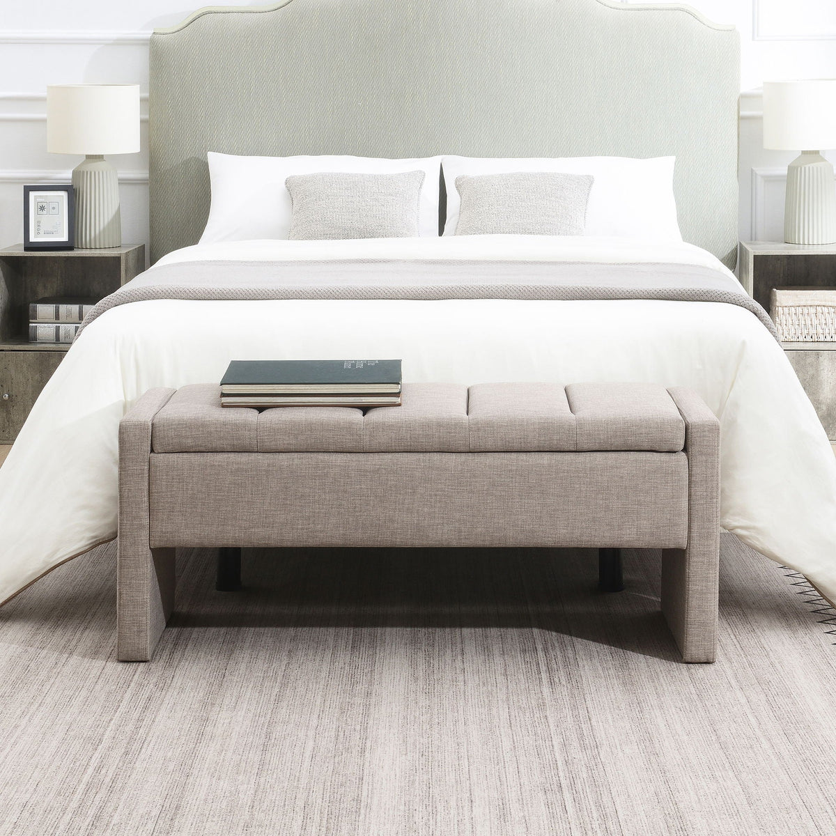 Modern Upholstered Large Bed End Bench With Storage by Unique Piece Furniture