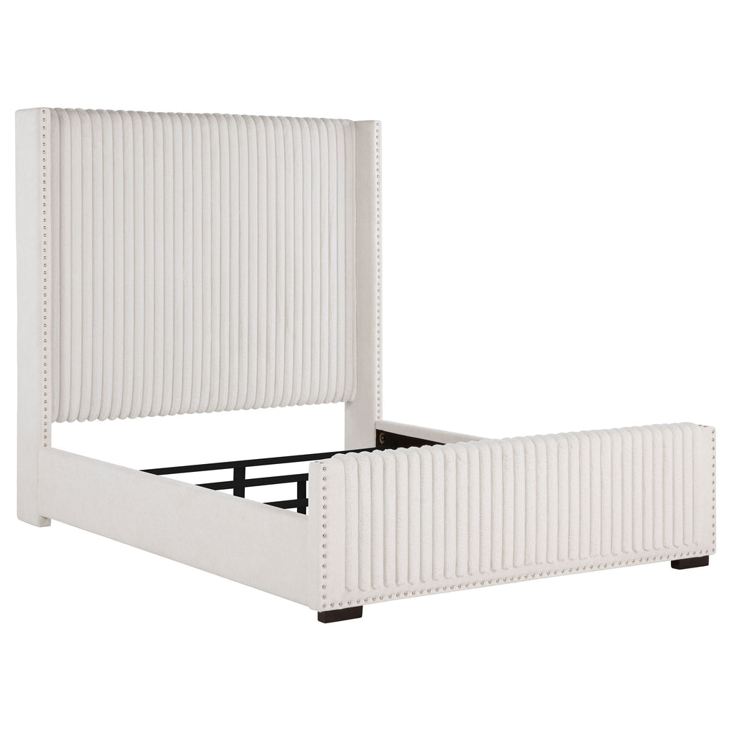 Natasha 65-inch Upholstered Queen Wingback Bed Cream by Unique Piece Furniture