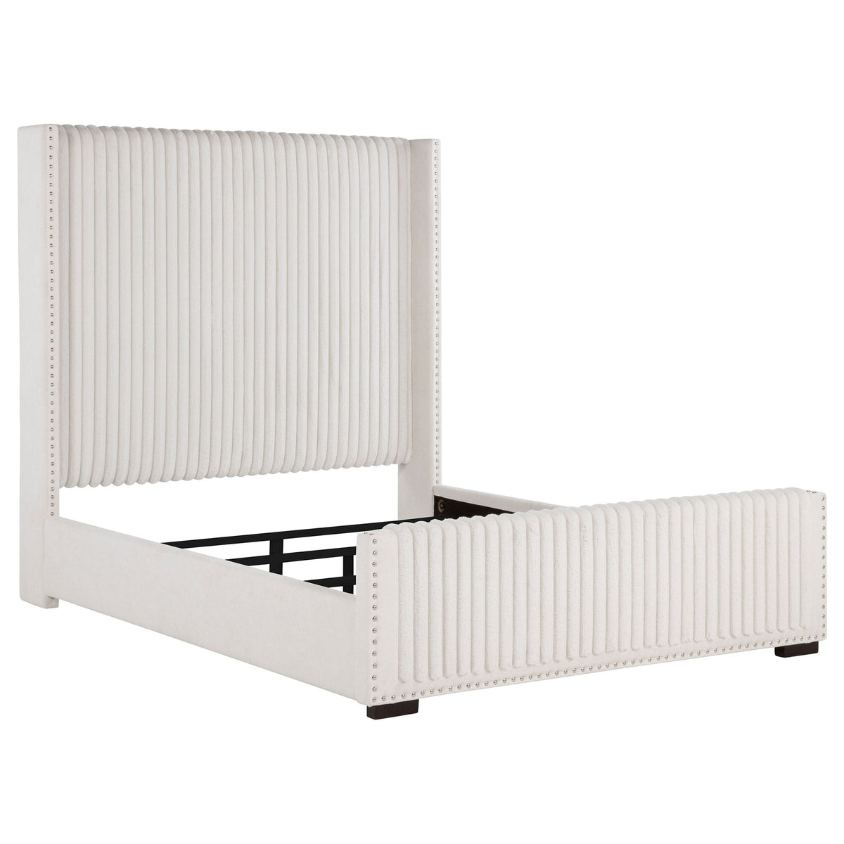 Natasha 65-inch Upholstered Queen Wingback Bed Cream by Unique Piece Furniture