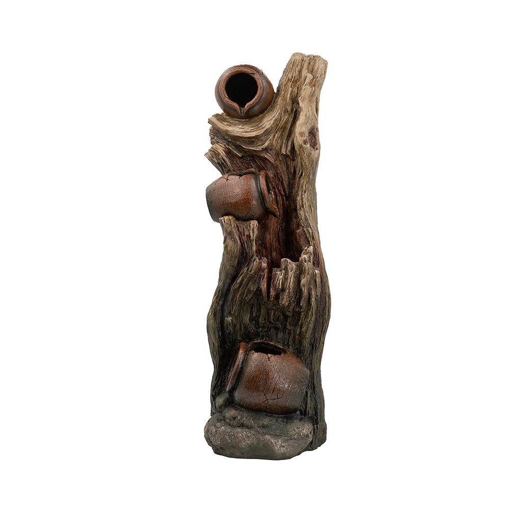 Decorative 3 Tier Tree Trunk Fountain With Lights And Pump - Brown by Unique Piece Furniture