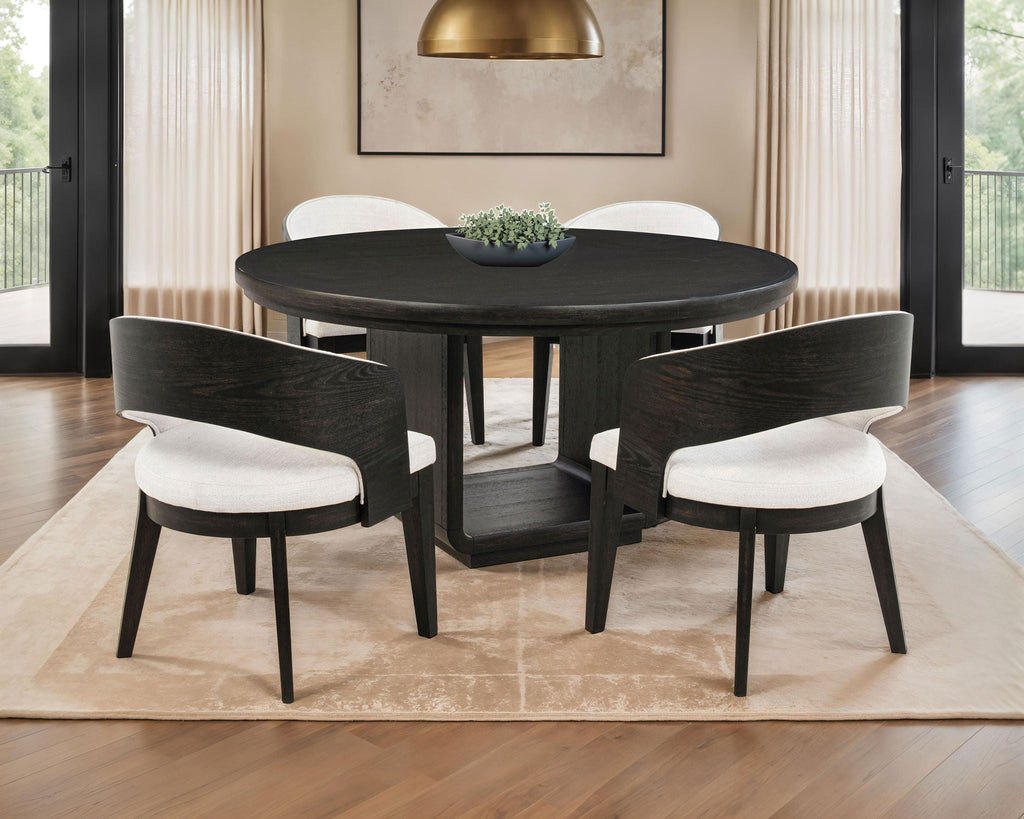 Leandro 5-piece Round Dining Table Set Burnished Black by Unique Piece Furniture