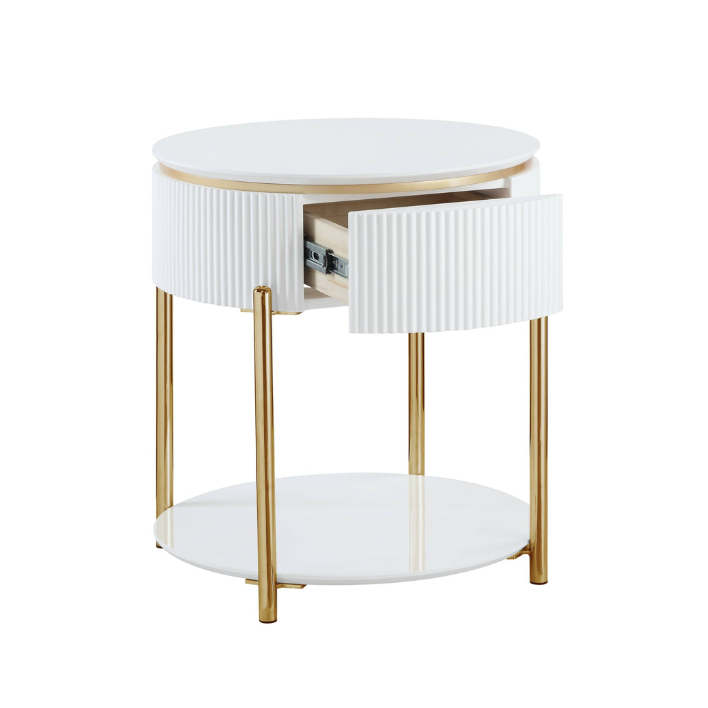 Daveigh - High Gloss End Table - Gold / White by Unique Piece Furniture