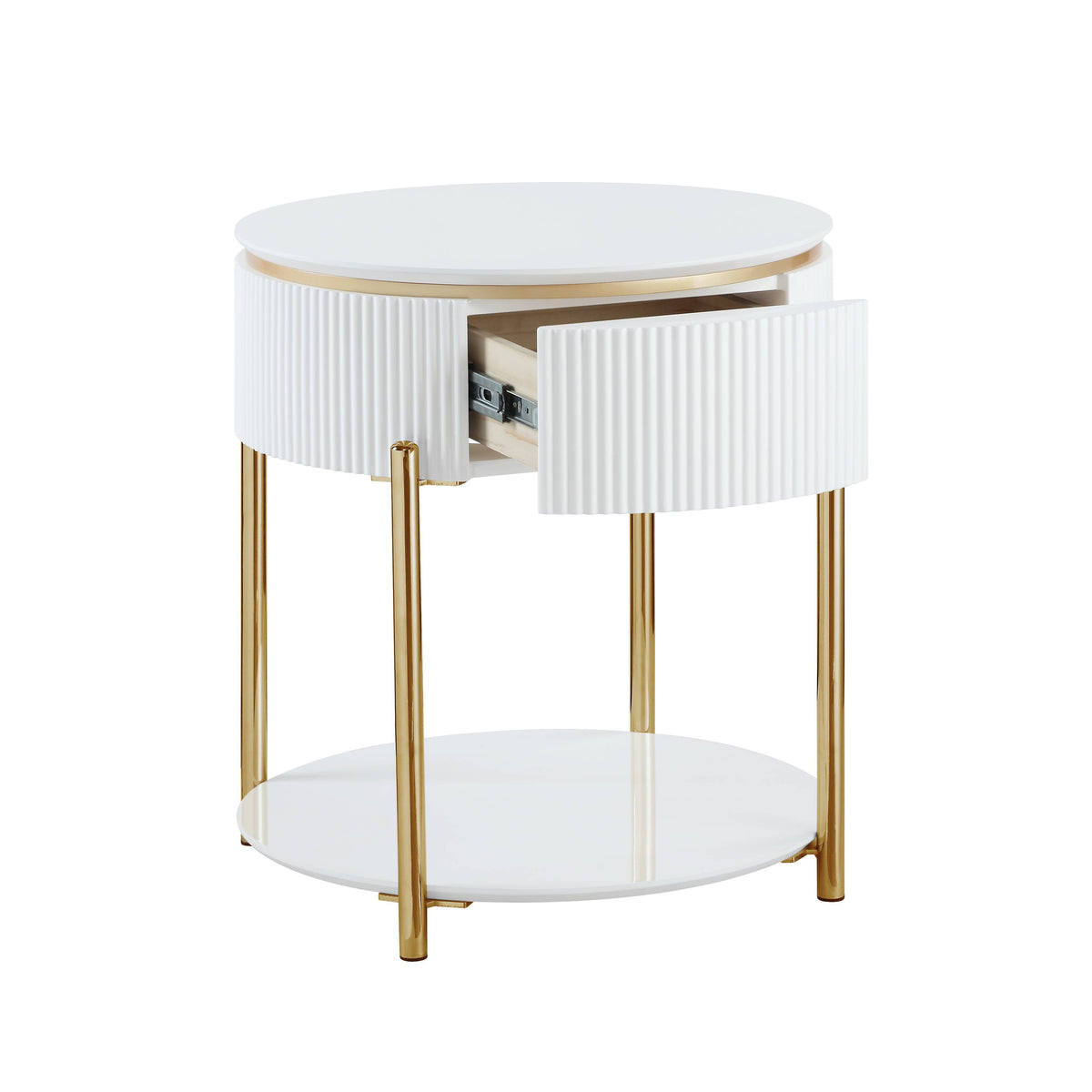 Daveigh - High Gloss End Table - Gold / White by Unique Piece Furniture