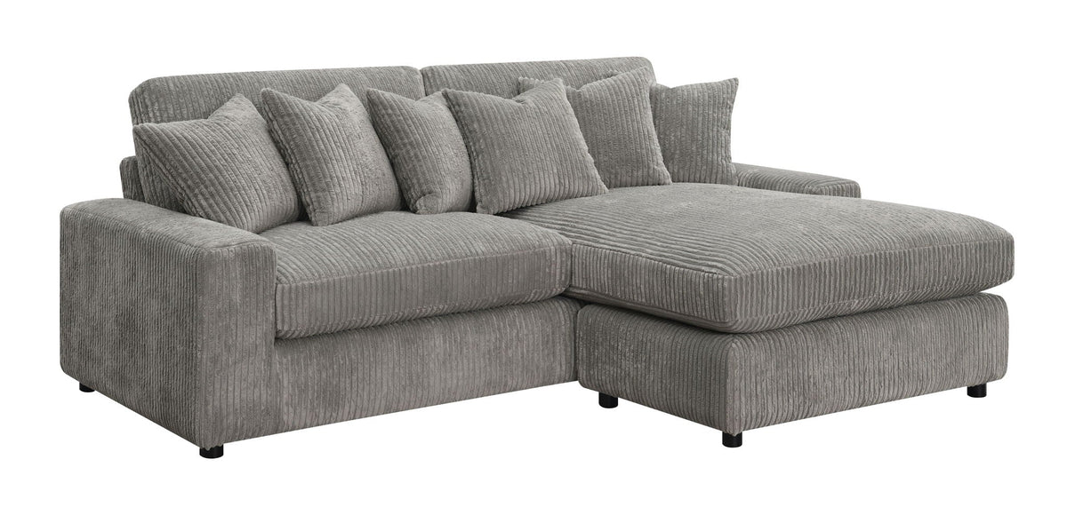 Tavia - Reversible Sectional Sofa With 6 Pillows - Gray by Unique Piece Furniture