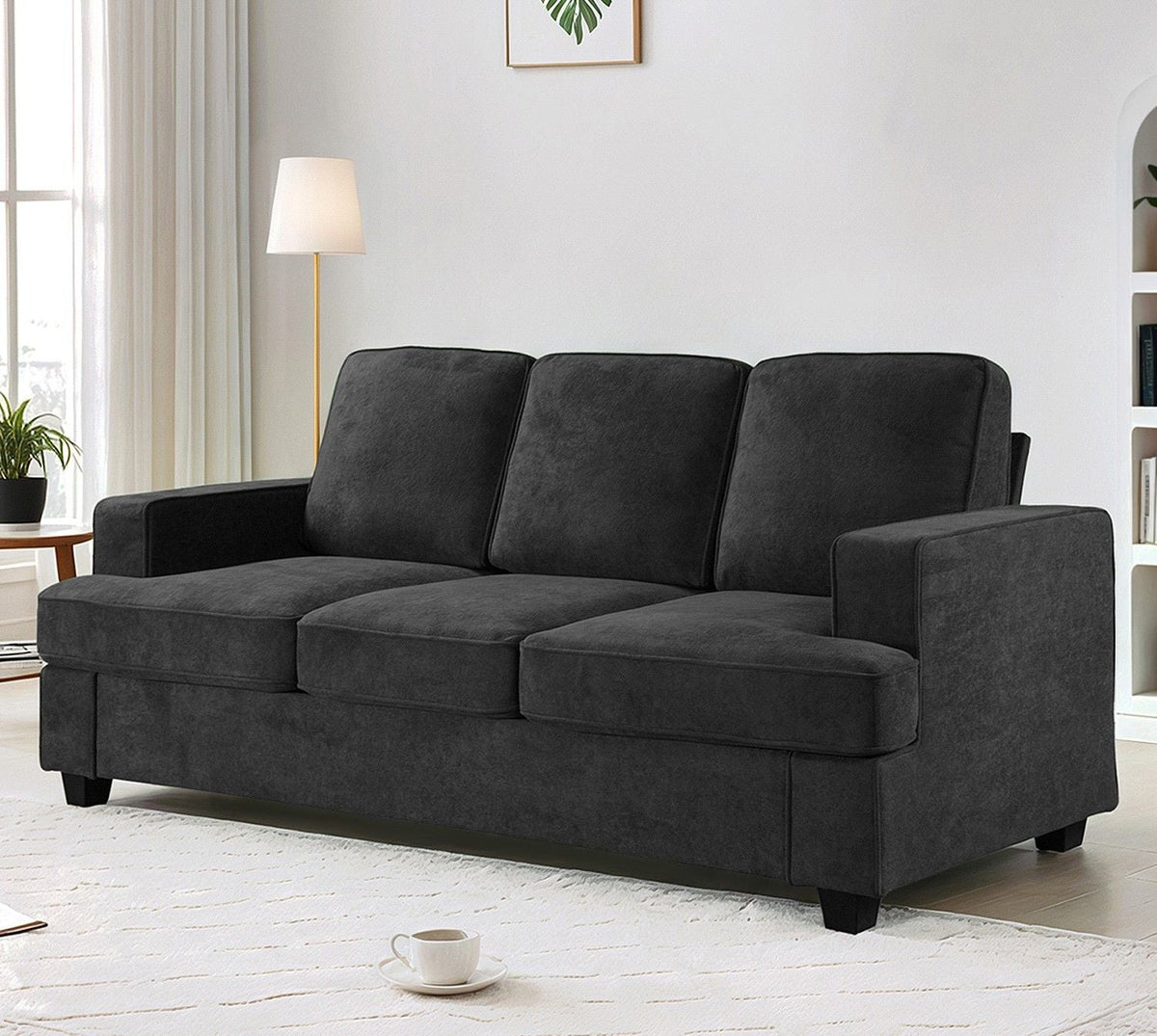 Modern Sofa, Comfortable 3 Seater Couch With Deep Seating, Loose Back Cushions, Wide Arms by Unique Piece Furniture