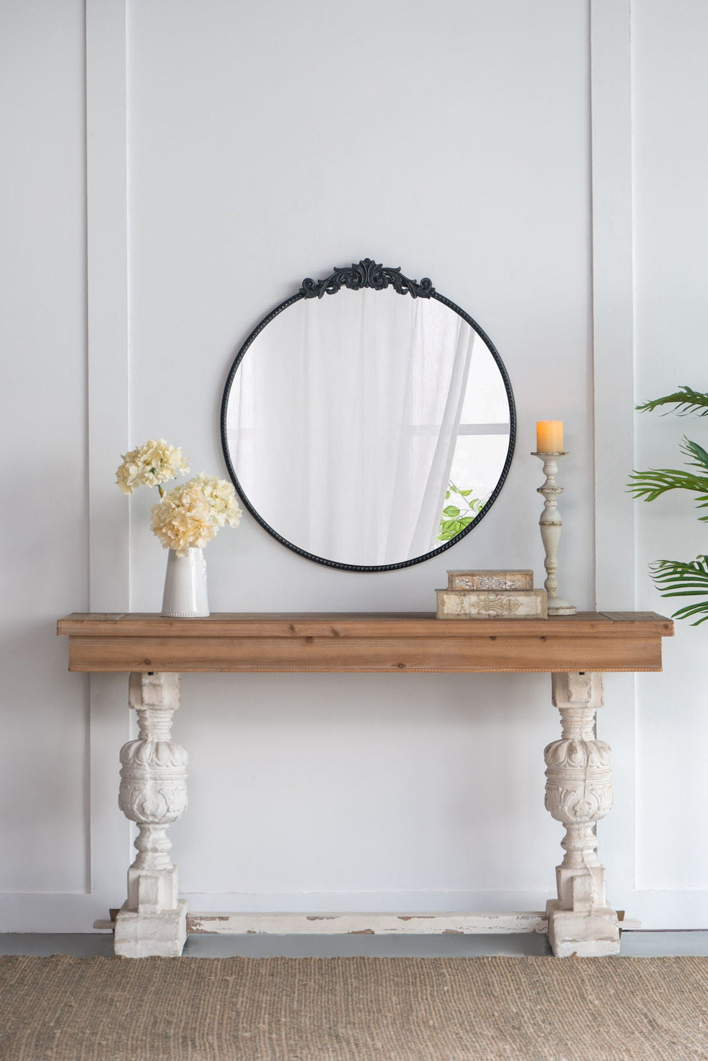 Classic Design Mirror With Baroque Inspired Frame For Bathroom, Entryway Console Lean Against Wall by Unique Piece Furniture