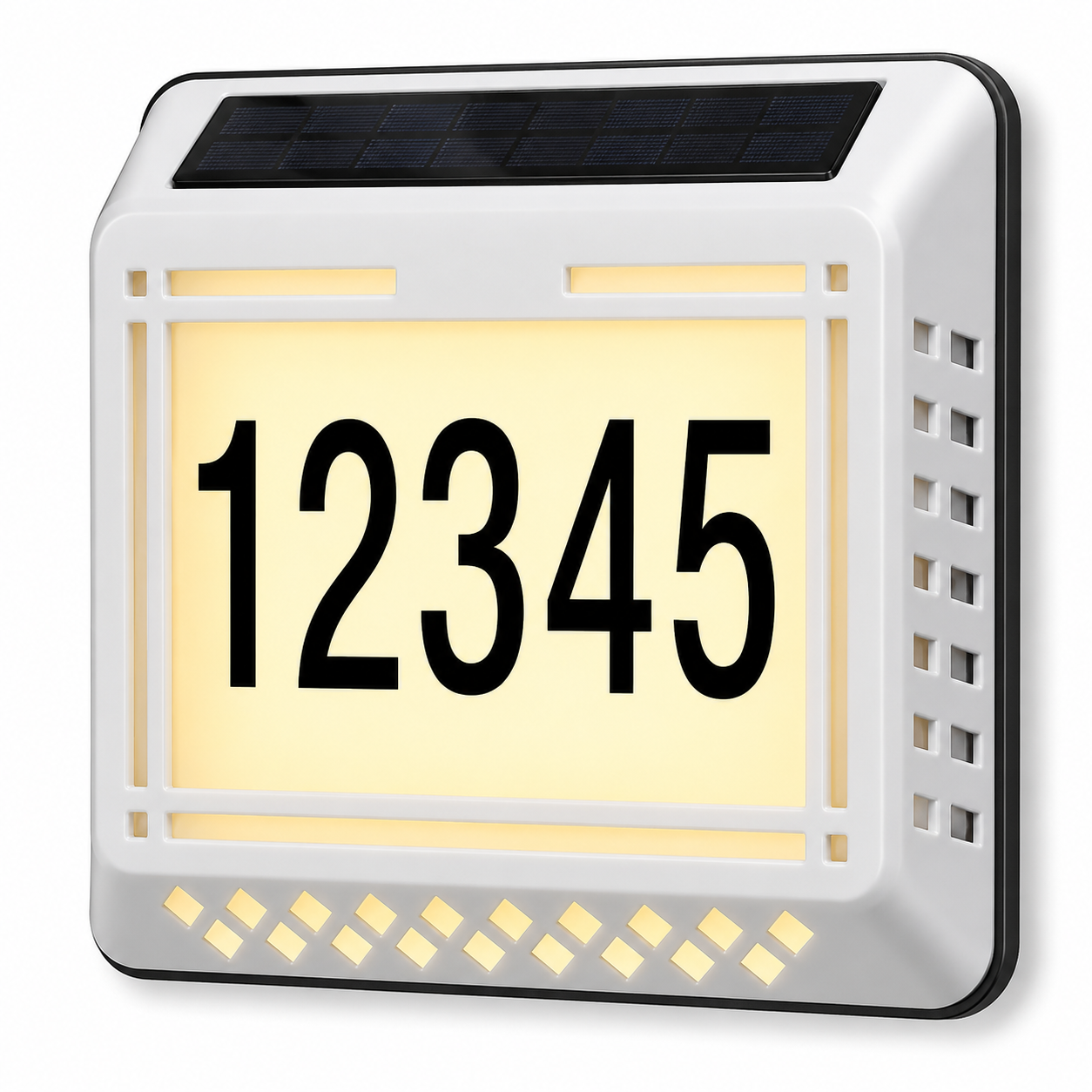 Solar LED Address Sign – Waterproof House Number Plaque, Customizable Numbers & Letters, Auto Dusk-to-Dawn Light, 8.1 x 6.9 Inches by Infinite Basics