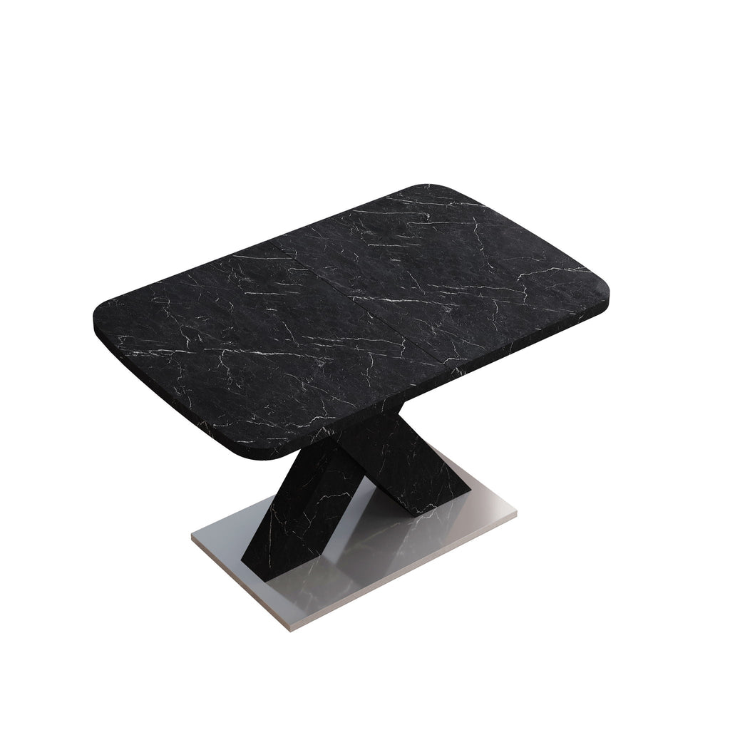 Modern Rectangle Dining Table With Stretchable TopAnd X Shape Legs by Unique Piece Furniture