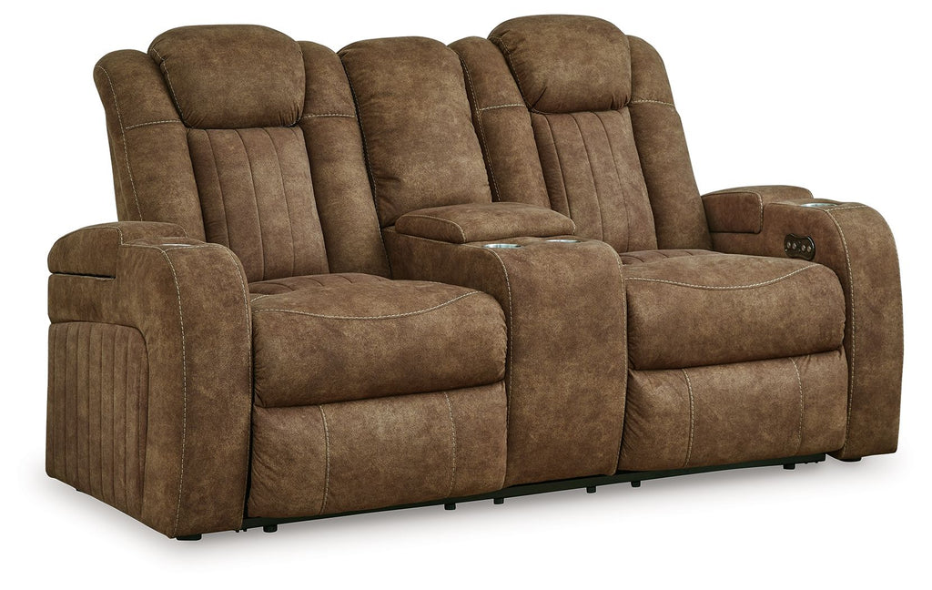 Wolfridge - Power Reclining Loveseat With Console /Adj Hdrst - Brindle by Unique Piece Furniture