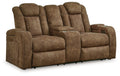Wolfridge - Power Reclining Loveseat With Console /Adj Hdrst - Brindle by Unique Piece Furniture
