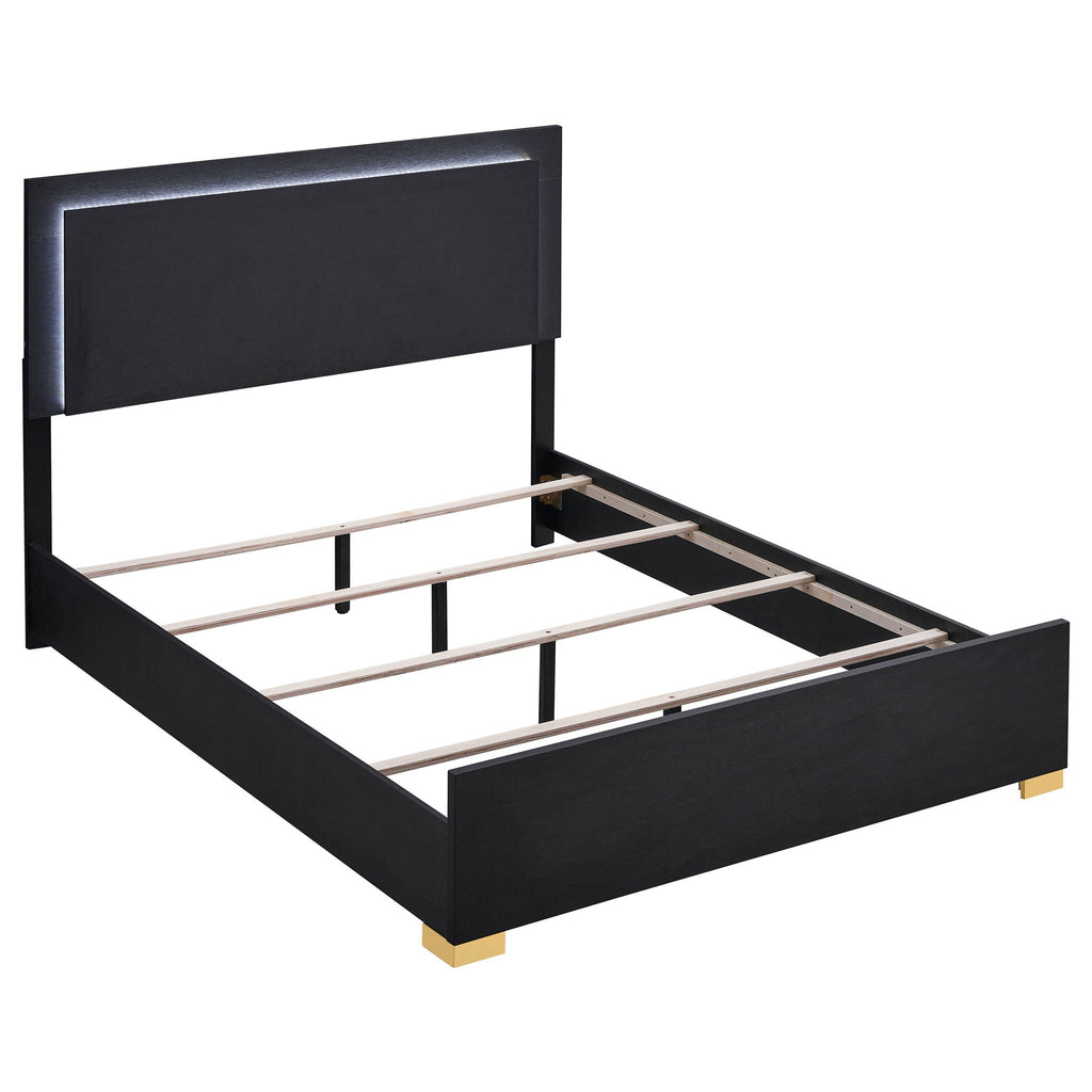 Marceline Wood Queen LED Panel Bed Black by Unique Piece Furniture