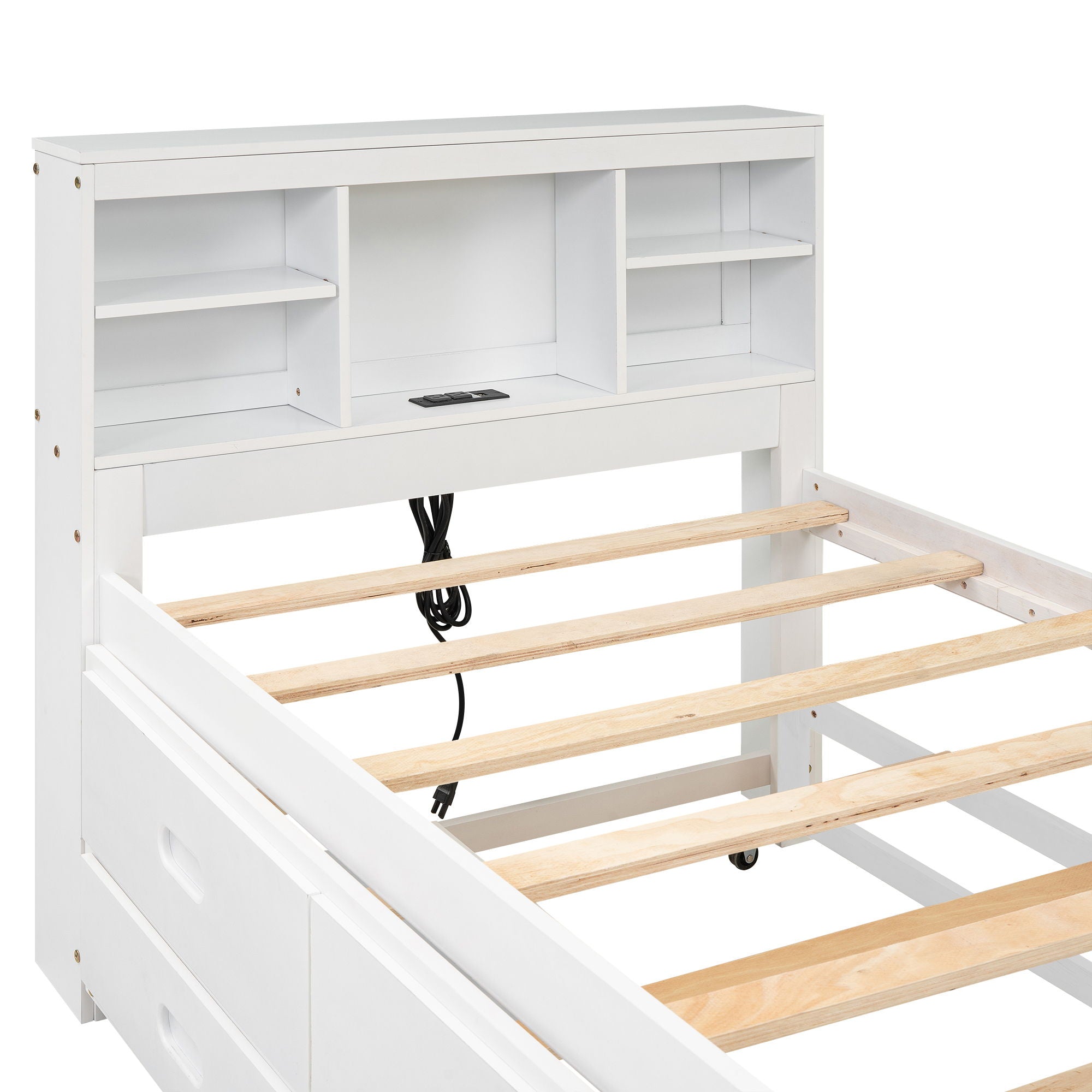 Platform Bed With Storage Headboard, USB, Trundle And 3 Drawers by Unique Piece Furniture
