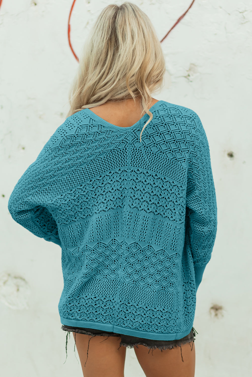 Redwood Burl Mix Pattern Hollowed Knit Open Front Cardigan by Dear-Lover Dropshipping