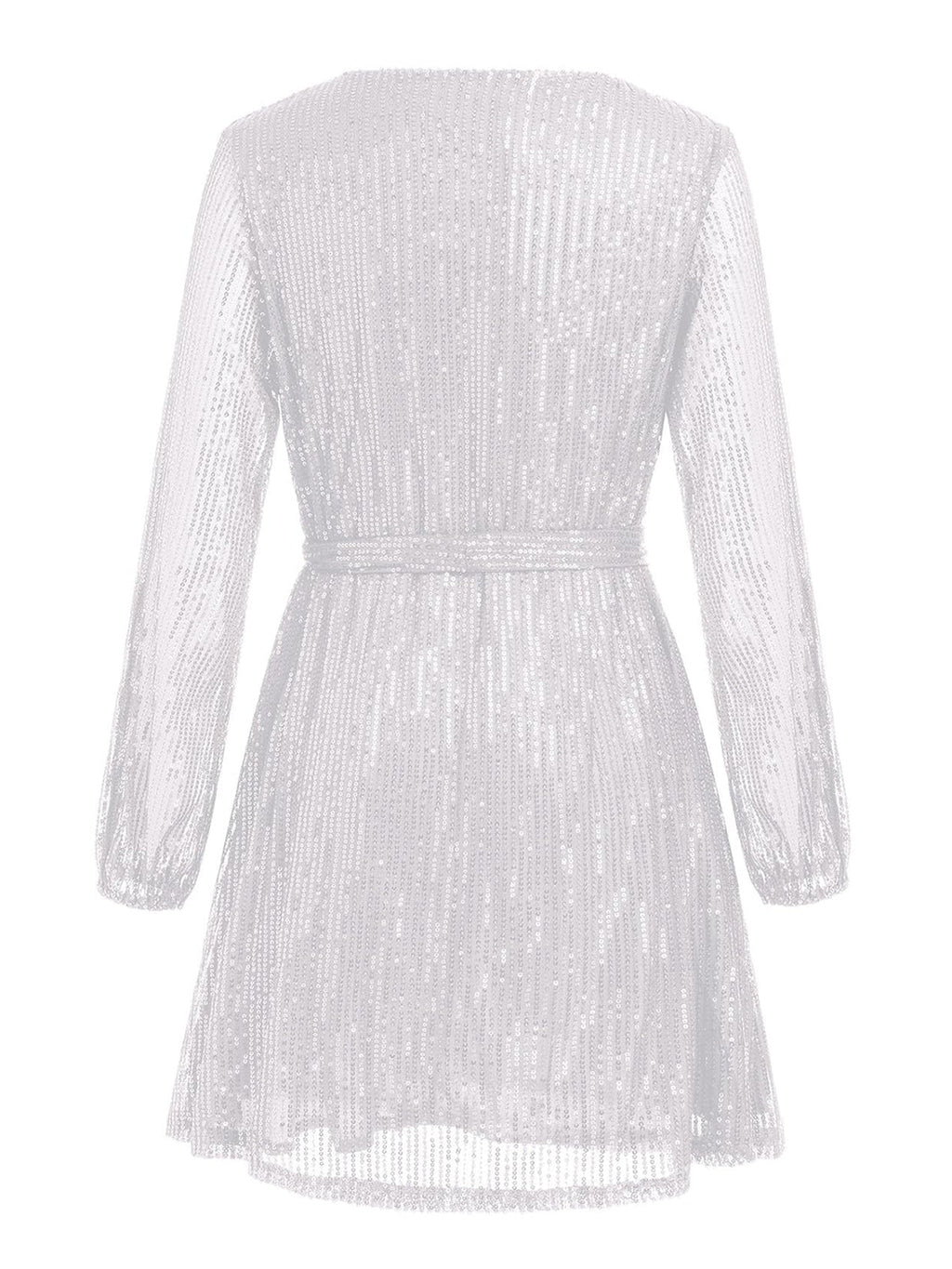 Sequin Tie Waist Long Sleeve Mini Dress by Wild and Free Boutique