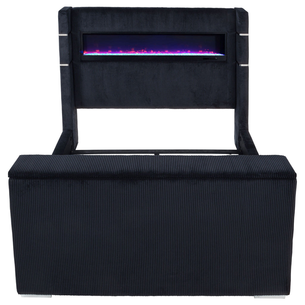 Tisdall Queen Flame Visualizer Wingback TV Bed Black by Unique Piece Furniture