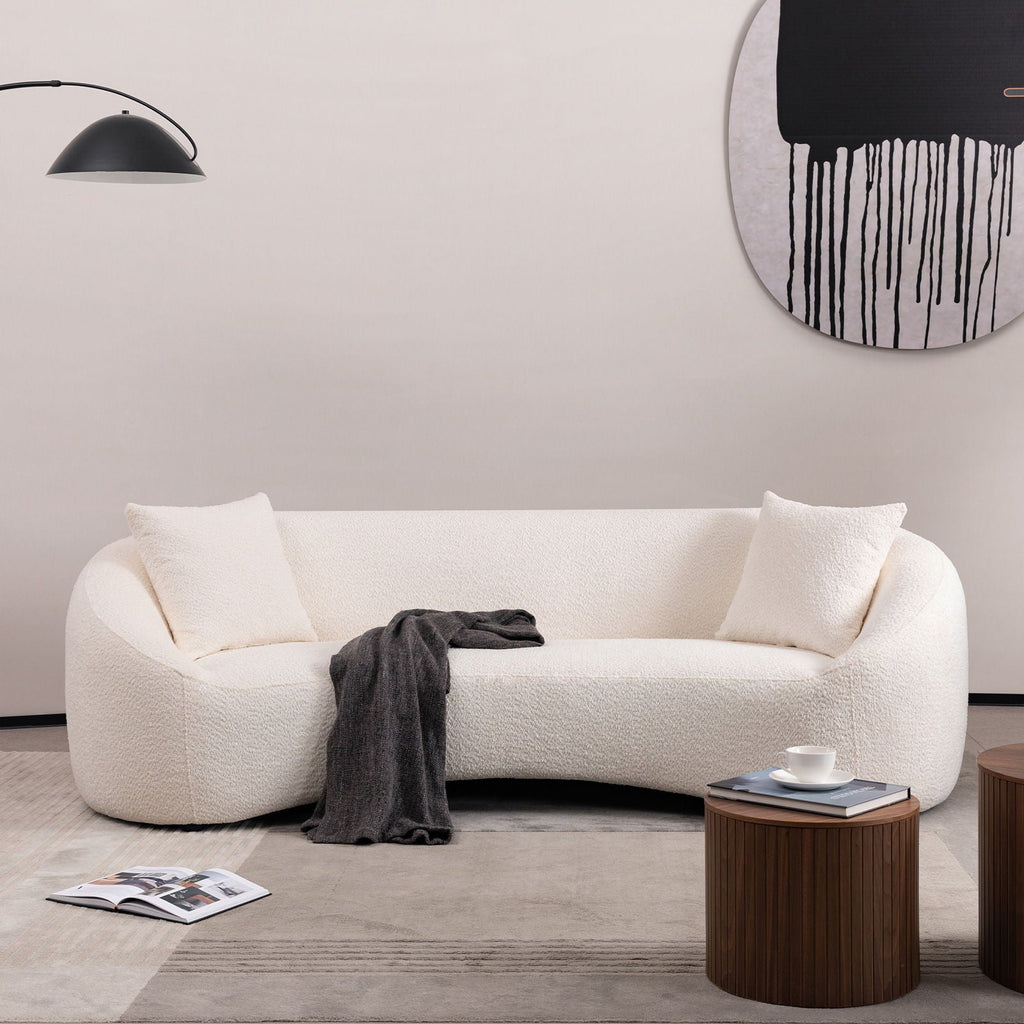 Curved 3 Seater Sofa For Living Room - White by Unique Piece Furniture