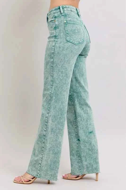 Judy Blue Full Size High Waist Garment Dyed Raw Hem Dad Jean Plus Size by Wild and Free Boutique