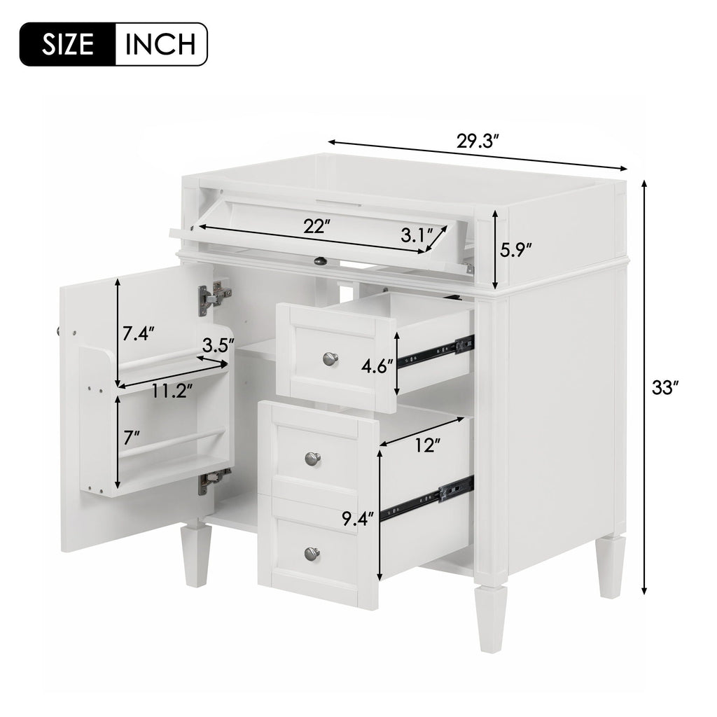 Bathroom Vanity With 2 Drawers And Tip-Out Drawer, Storage Cabinet by Unique Piece Furniture