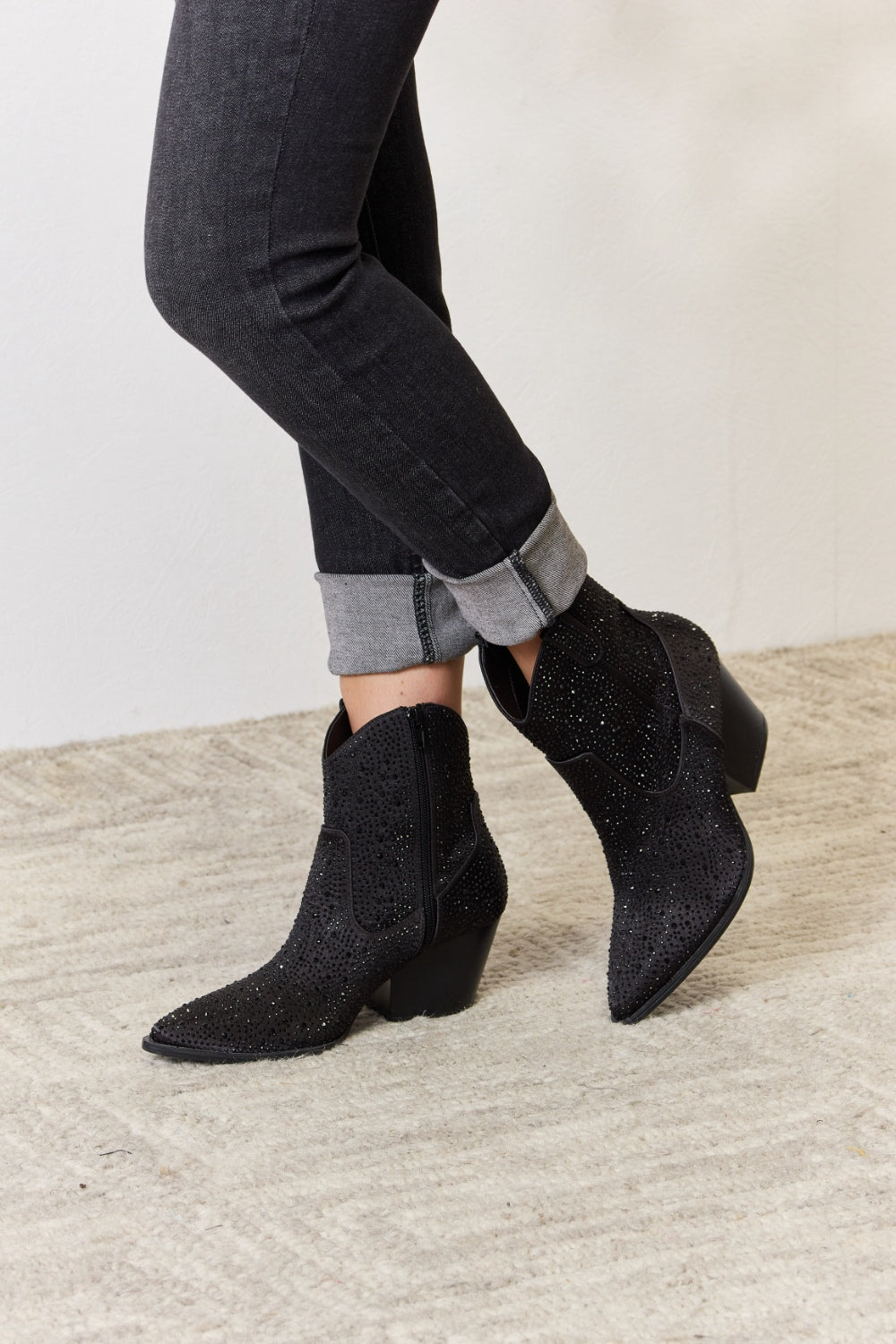 East Lion Corp Rhinestone Ankle Cowboy Boots by Wild and Free Boutique