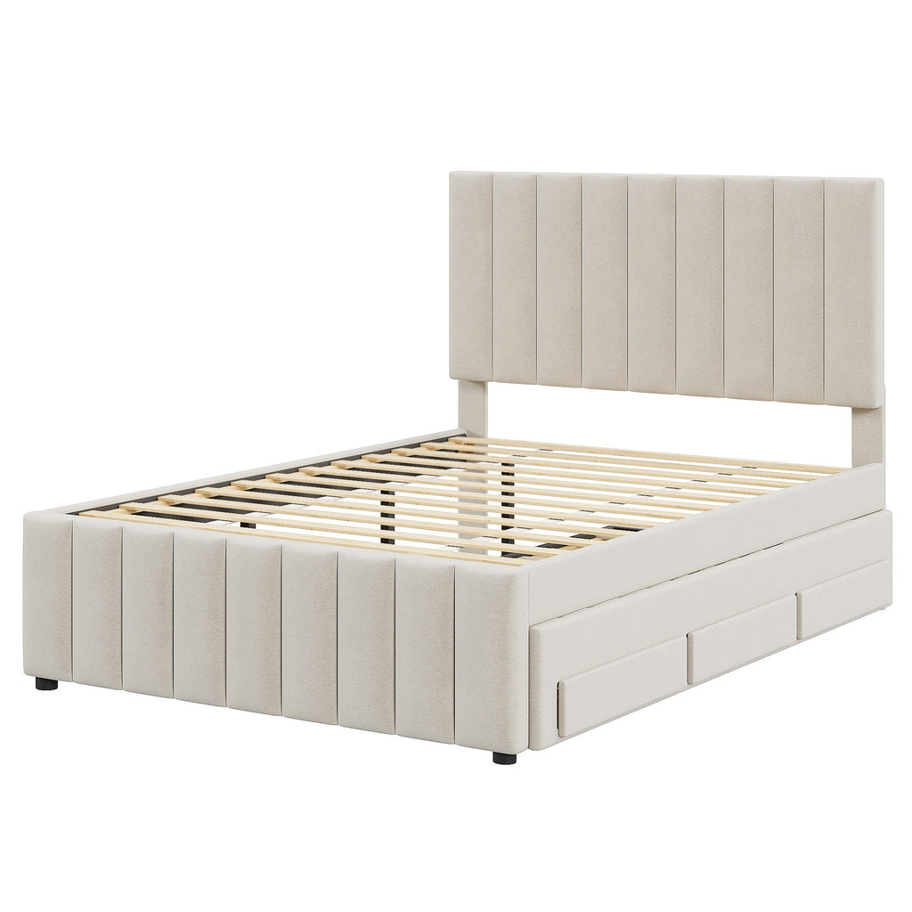 Upholstered Platform Bed With Twin Size Trundle And 3 Drawers by Unique Piece Furniture