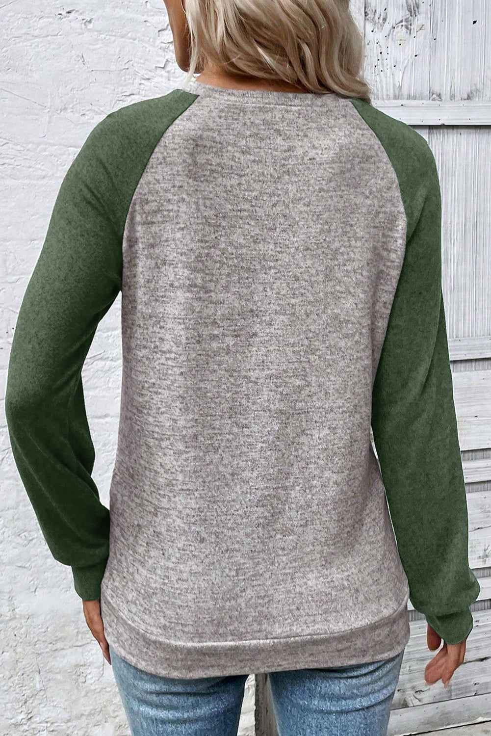 Evergreen Colorblock Raglan Long Sleeve T Shirt by Wild and Free Boutique
