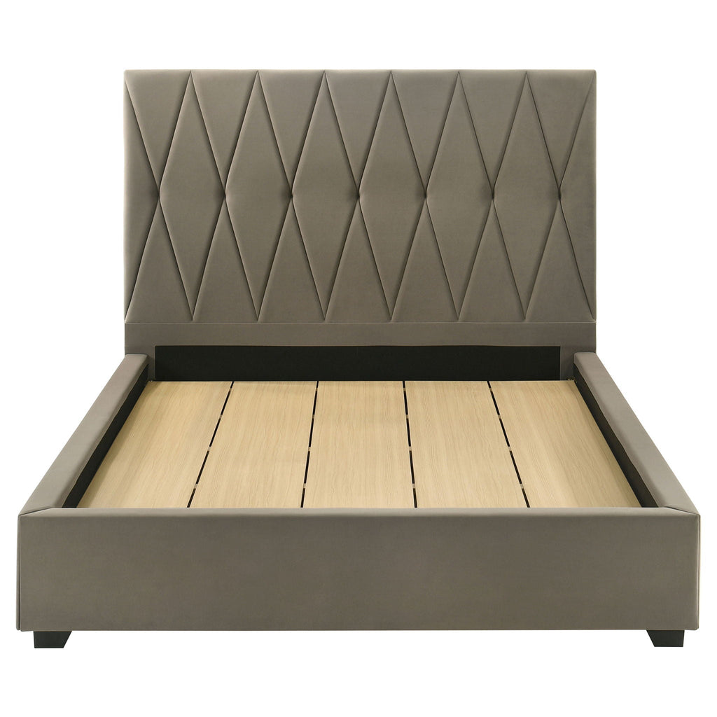 Delsea Upholstered Queen Panel Platform Bed Light Brown by Unique Piece Furniture