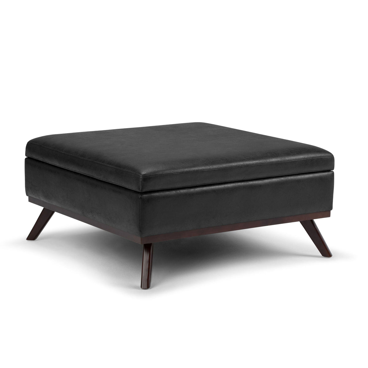 Owen - Square Coffee Table Storage Ottoman - Distressed Black by Unique Piece Furniture
