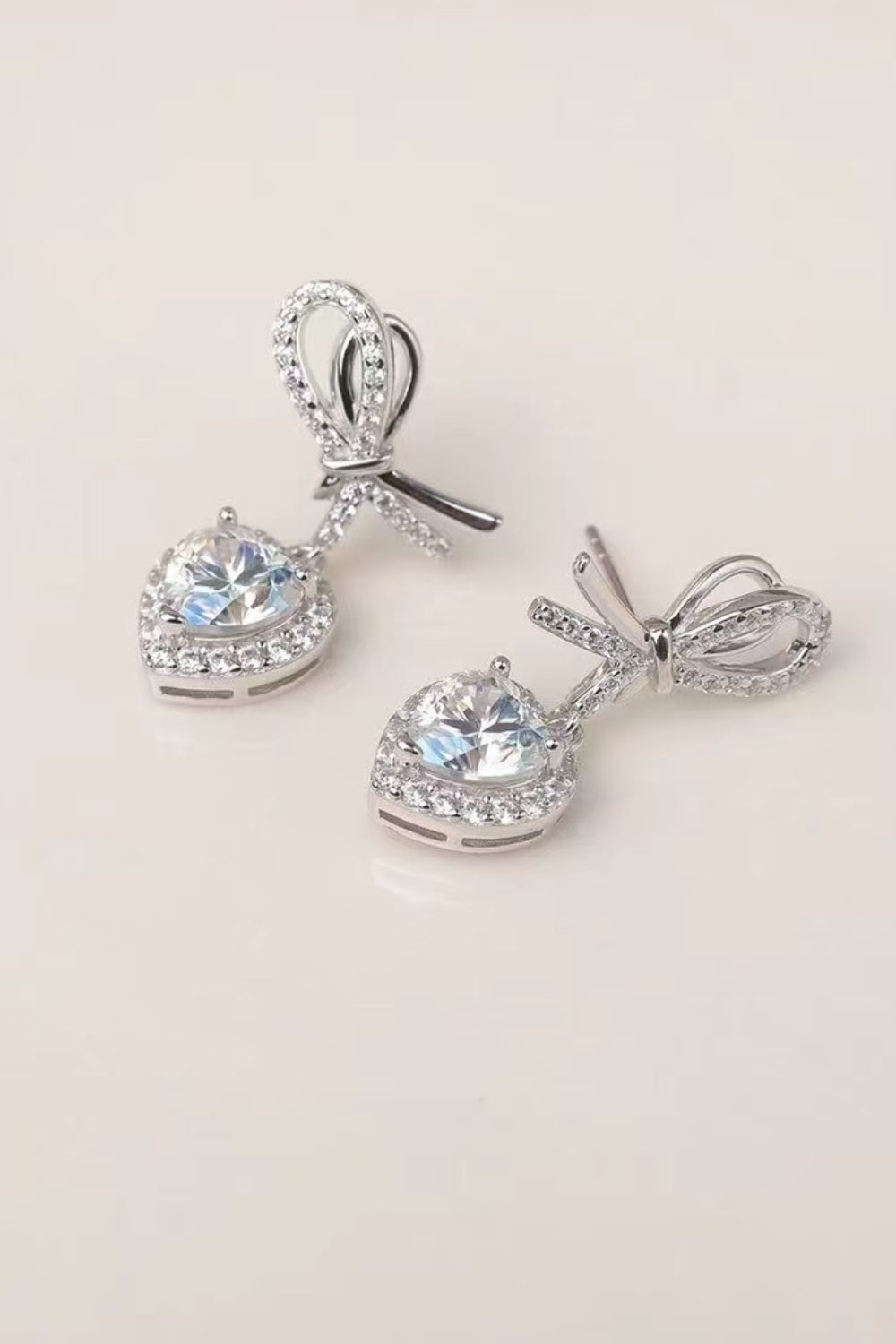 2 Carat Moissanite 925 Sterling Silver Heart Earrings by Wild and Free Boutique