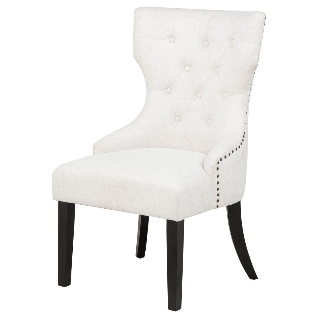 Baney Fabric Upholstered Dining Side Chair Cream and Black by Unique Piece Furniture