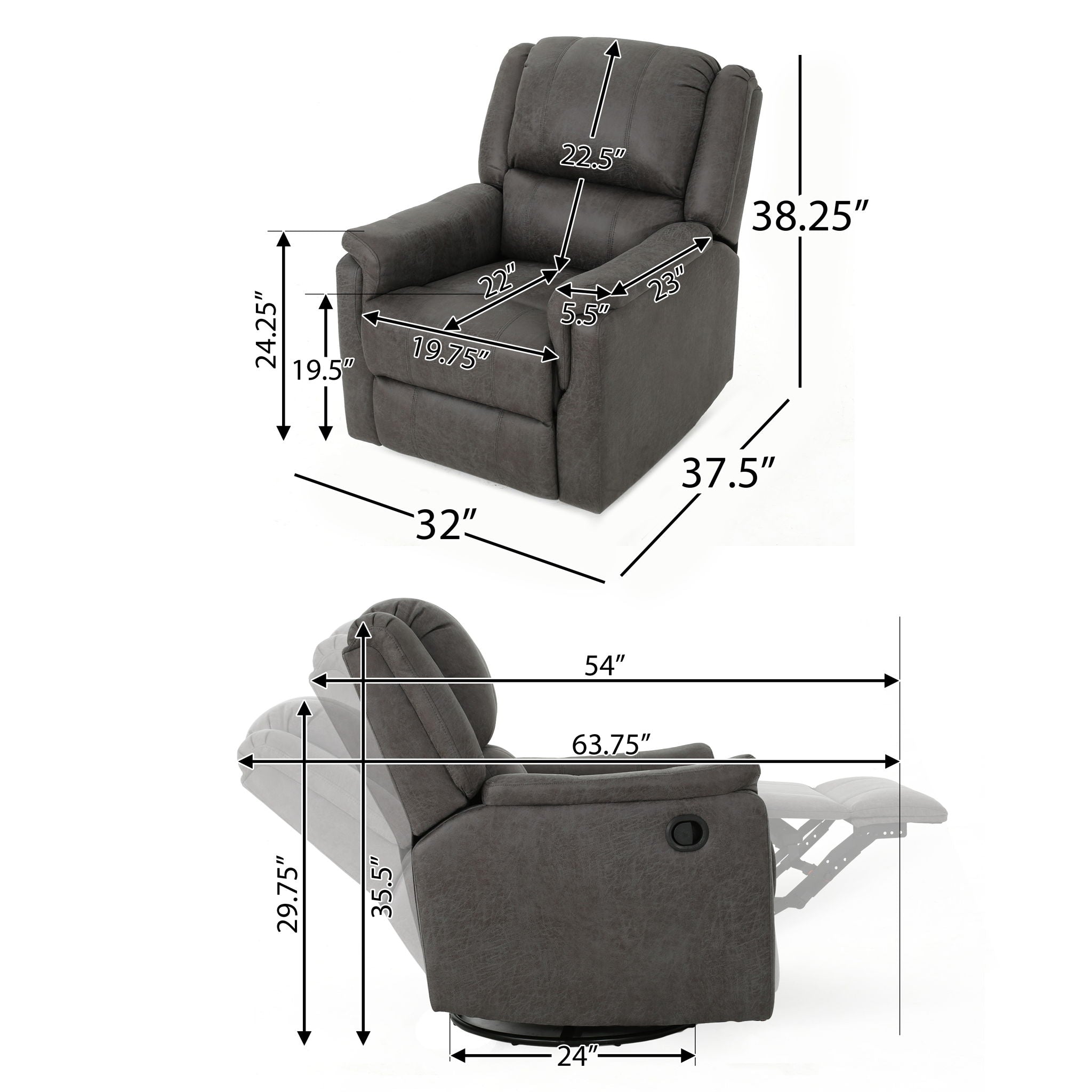 Contemporary Glider Recliner With Swivel Function by Unique Piece Furniture