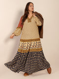 Plus Size Printed V-Neck Long Sleeve Maxi Dress by Wild and Free Boutique