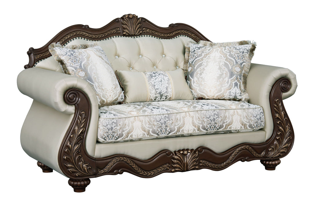 Pierce - Loveseat With 3 Pillows - Beige / Cherry by Unique Piece Furniture