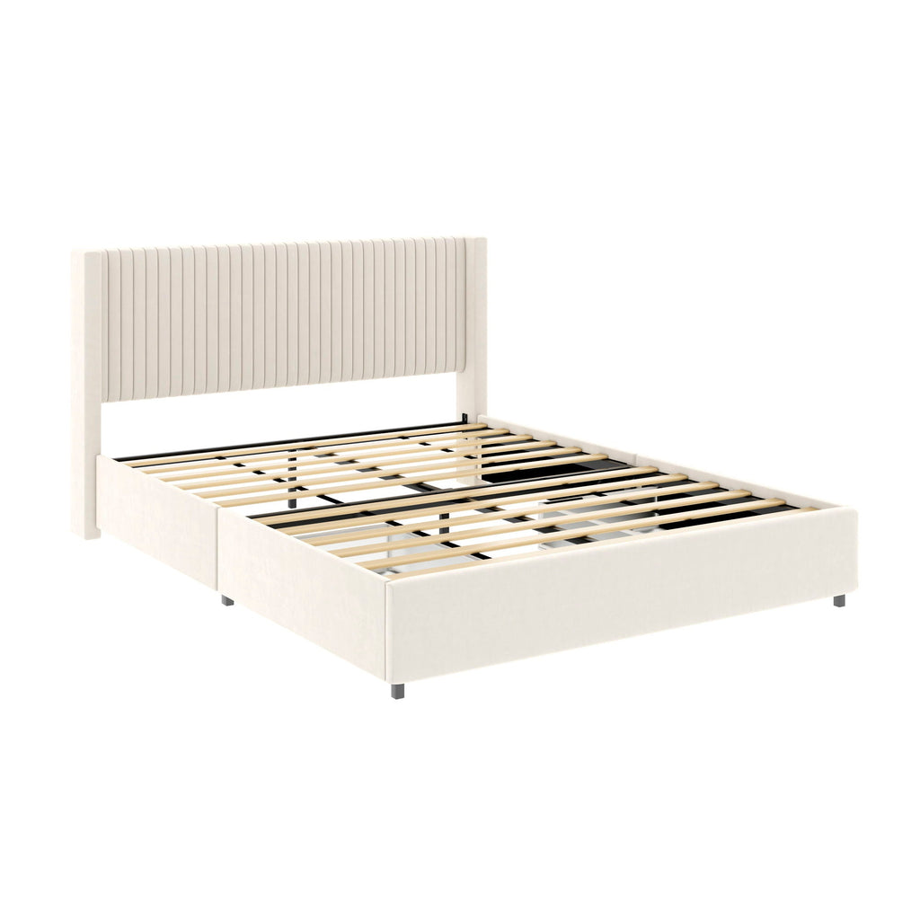 Anna - Upholstered Wingback Platform Bed With 4 Drawers Storage by Unique Piece Furniture