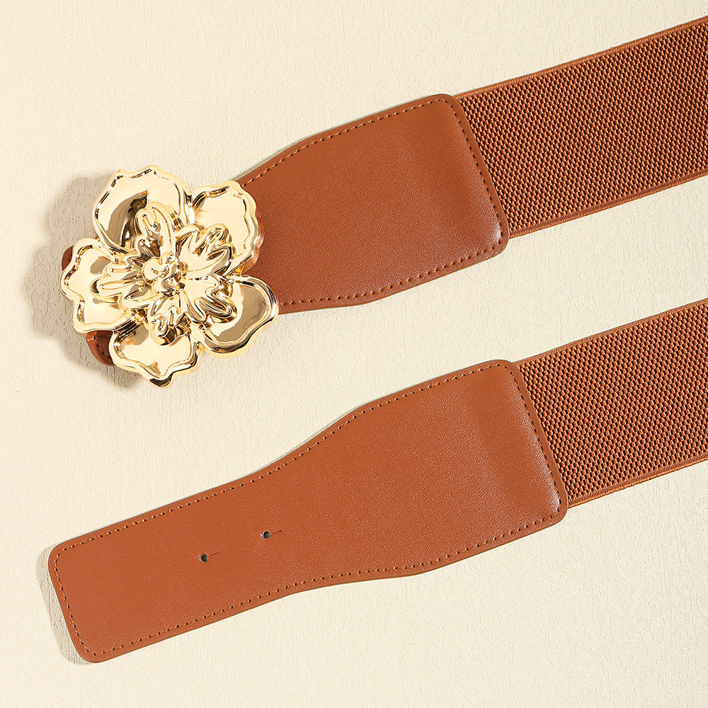Flower Alloy Buckle Elastic Belt by Wild and Free Boutique