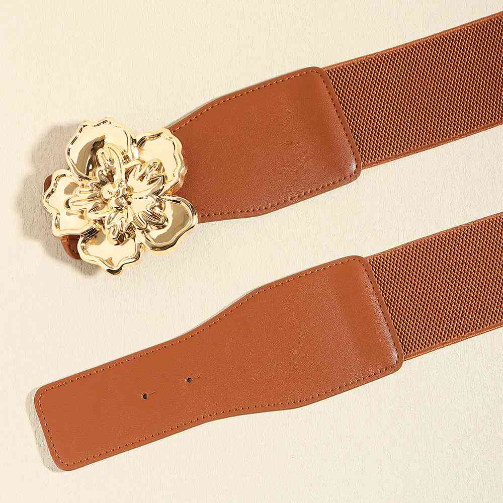 Flower Elegance Alloy Buckle Elastic Belt – Stylish Floral Design See size chart under “more details” by The Fashion Celestial
