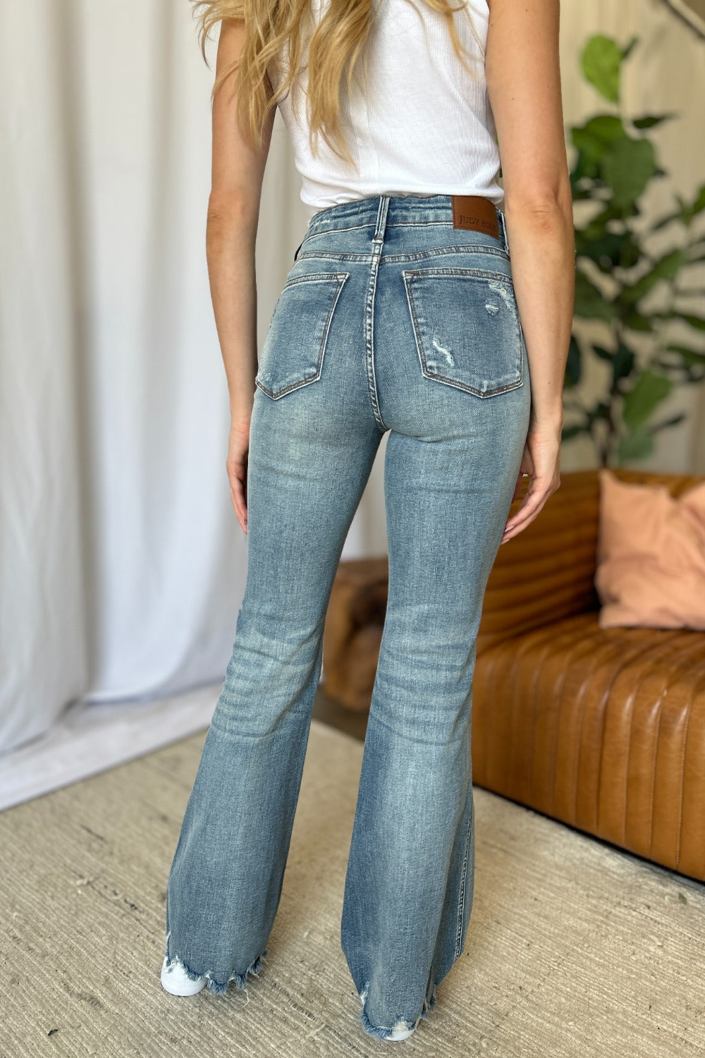 Judy Blue Full Size Medium Rise Tummy Control Destroy Flare by Wild and Free Boutique