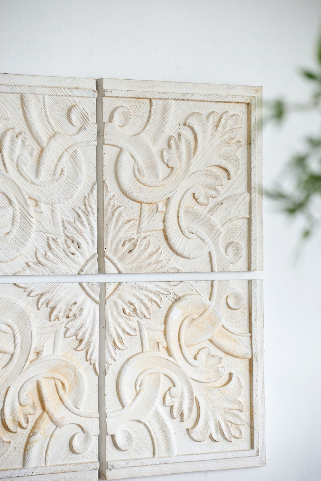 Distressed Wooden Square Wall Panels (Set of 4) - White by Unique Piece Furniture