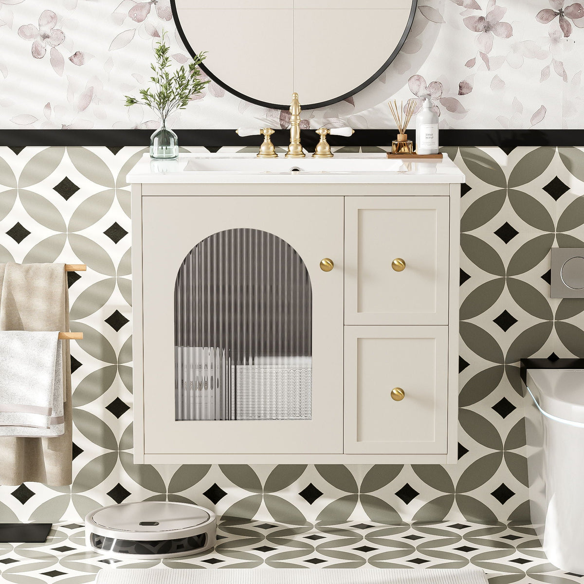 Wall-Mounted Bathroom Vanity Set With Sink, 2 Drawers And Soft-Close Door by Unique Piece Furniture