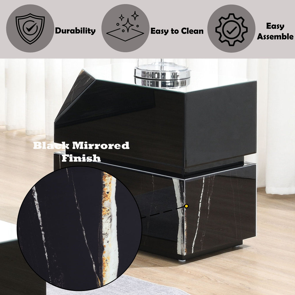 Drisana - Mirrored End Table - Black by Unique Piece Furniture