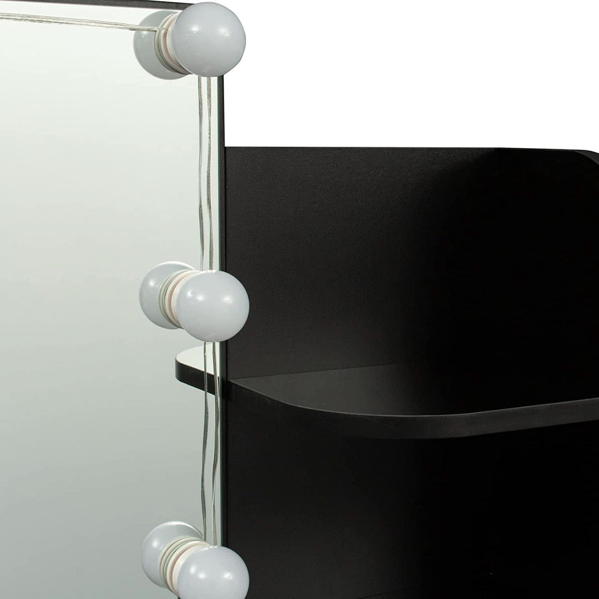 Black Vanity Set With 10 Lights For Bedroom Storage by ShipItFurniture