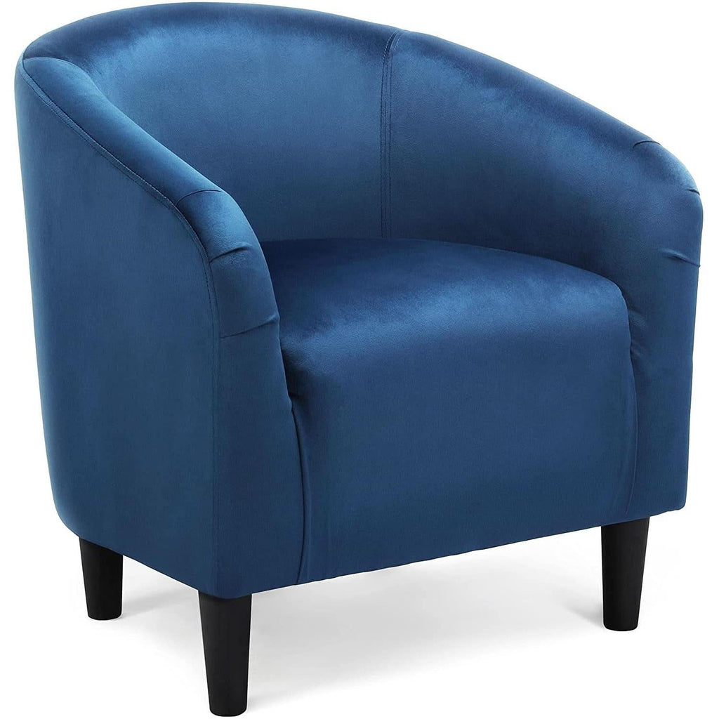 Pagoda Blue Velvet Club Chair With Curved Armrests by ShipItFurniture