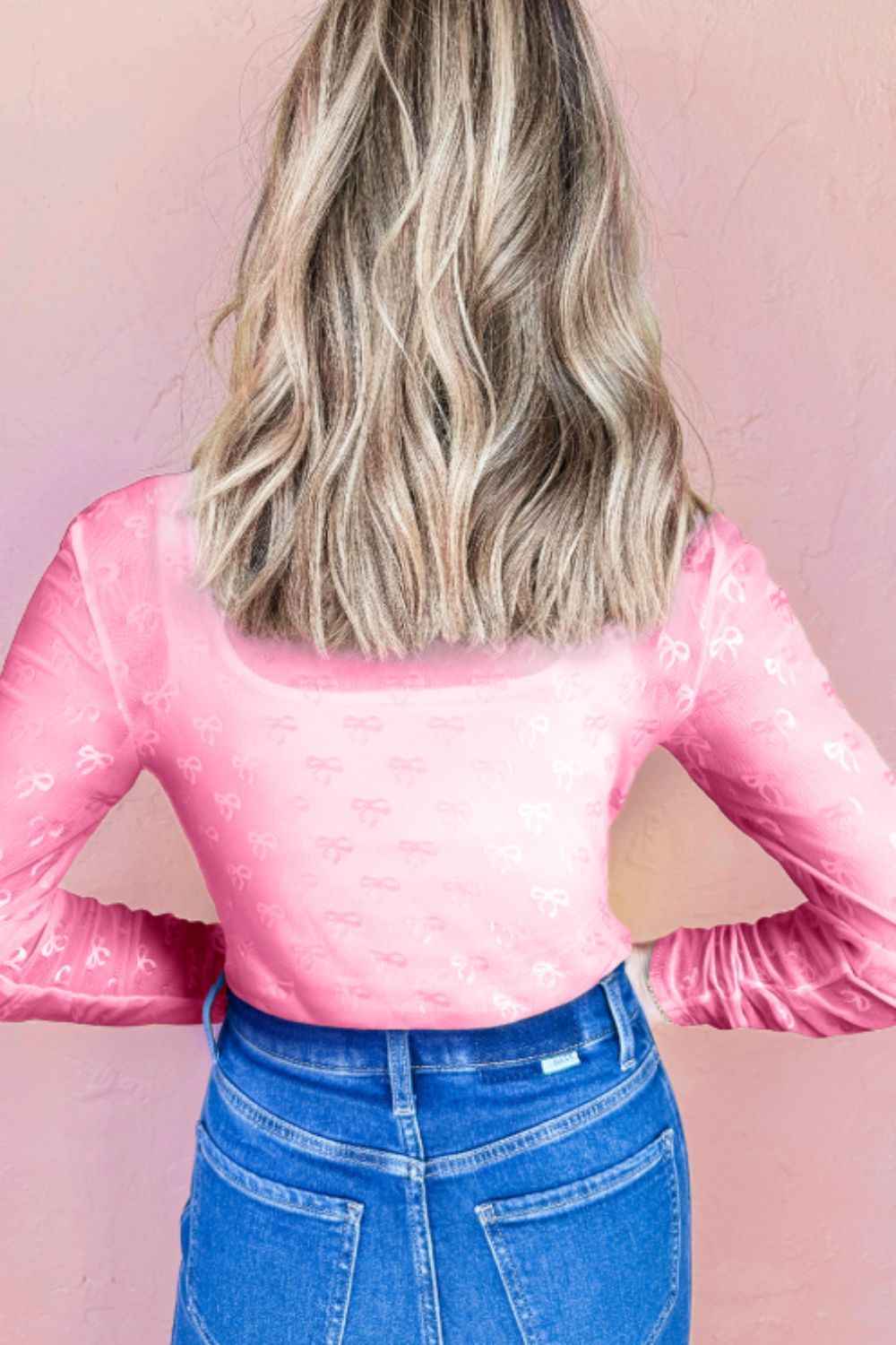 Bow Round Neck Long Sleeve Top by Wild and Free Boutique