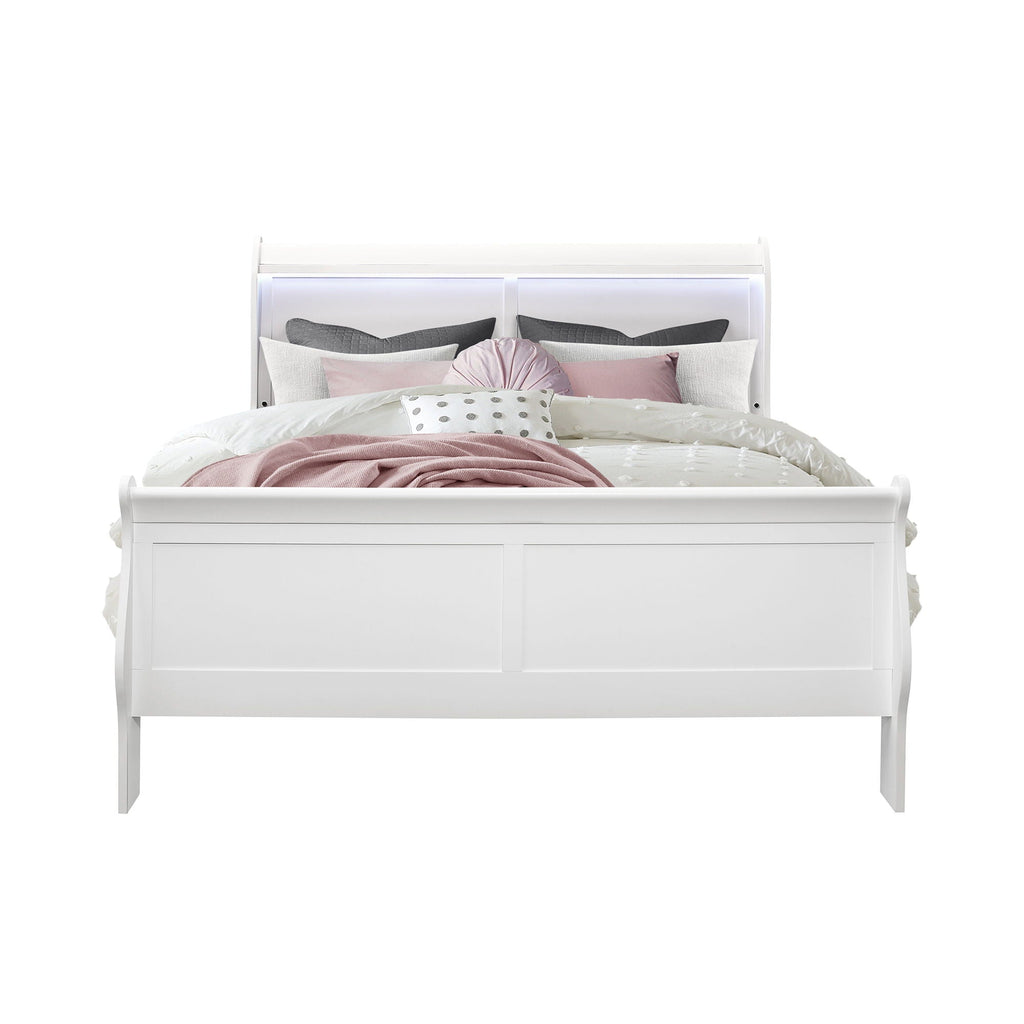 Charlston - Modern Sleigh Design Bed With LED by Unique Piece Furniture