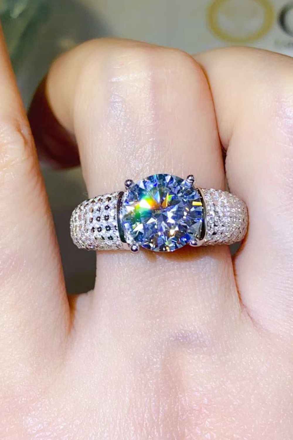 3 Carat Moissanite Side Stone Ring by Wild and Free Boutique