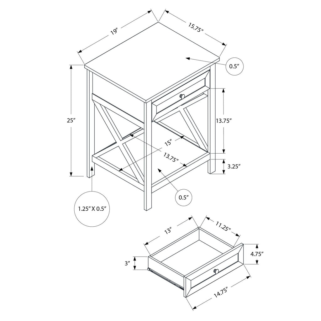 Accent End Table, 2 Tier, Storage Drawer, Transitional Style by Unique Piece Furniture