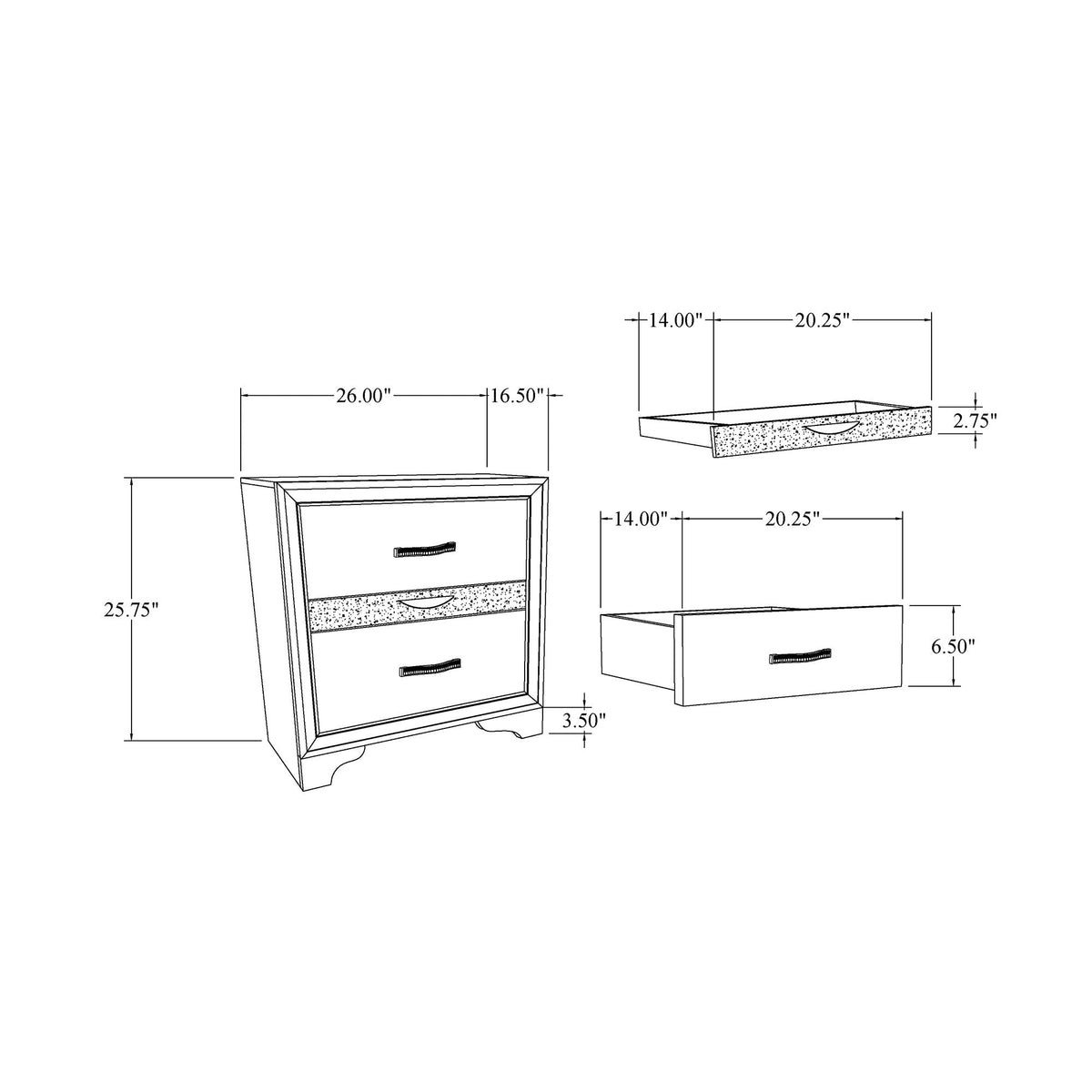 Ryder - Sparkle Nightstand - Gray by Unique Piece Furniture