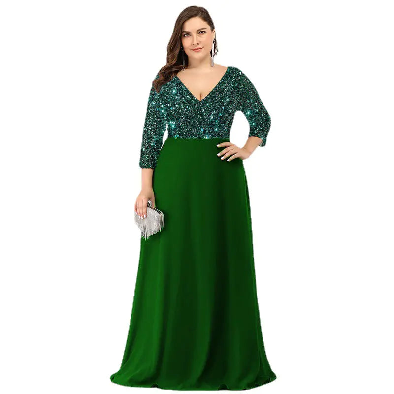 Plus Size Luxury Floor-Length Sequin Evening Dress by Trendy Attic Store01
